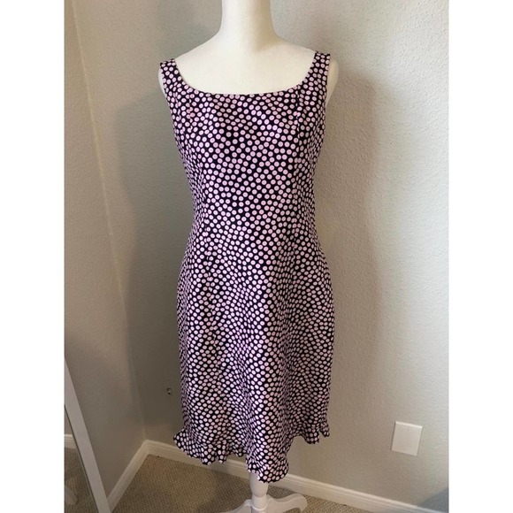 Rickie Freeman for Teri John 100% Silk Pink Polka Dot Ruffle Dress - Picture 2 of 11